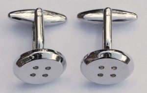 Vintage Shiny Silver Tone Button Cufflinks